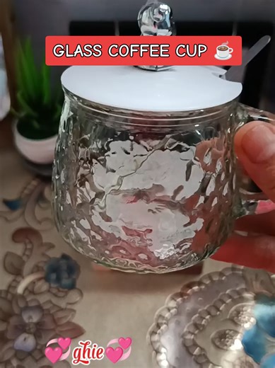 Cute Glass Coffee Cup with Water Pattern