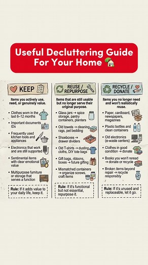 It’s time to do a big spring cleaning in the new year! Here’s an easy way to efficiently declutter your home 😌 Save this and send this to whoever needs it! #interiordesign #sghome #sgrenovation #cleaning #declutter