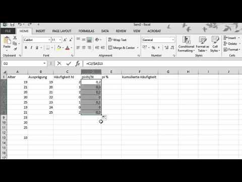 Berechnung der relativen Häufigkeit mit Excel