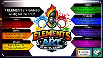 Elements of Art Olympic Games! Easy, No Prep: Middle or High School Lesson