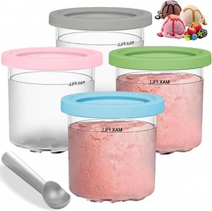 Set van 4 ijsbekers met deksel - creamihouder voor de Ninja Creami-ijsmachine -... | bol