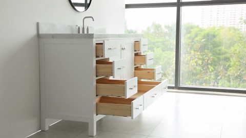 ARIEL Cambridge 60 in. Single Sink Freestanding Bathroom Vanity in White with Carrara White Marble Top A061S-VO-WHT