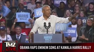 Eminem All Business Introducing Barack Obama at Kamala Harris Rally, Obama Raps | TMZ Live