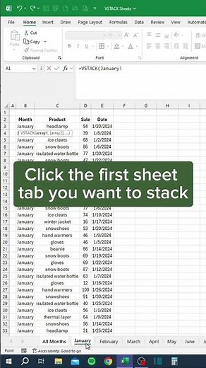 VSTACK Sheets in Excel‼️ #excel