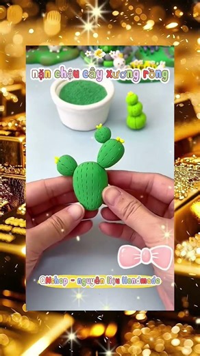 hướng dẫn nặng chậu cây xương rồng từ đất sét tự khô, Handmade DIY đất nặn Clay