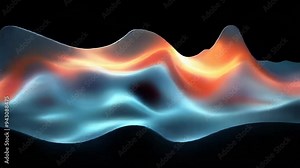 A colorful wave with orange and blue colors. The wave is very long and has a lot of detail