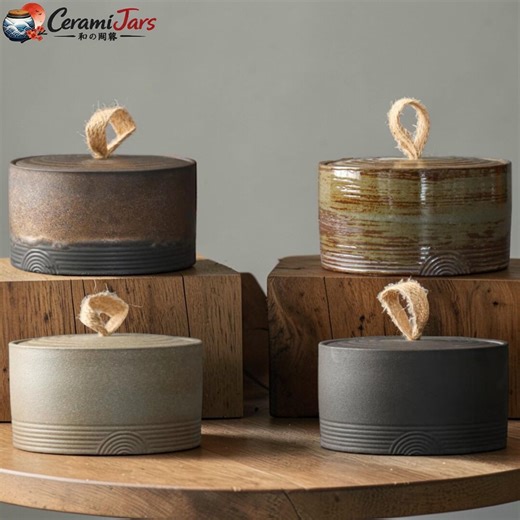 Japanese Ceramic Storage Jar With Lid, Tea Coffee Sugar Container, Rustic Ceramic Canister, Minimalist Kitchen Storage - Etsy