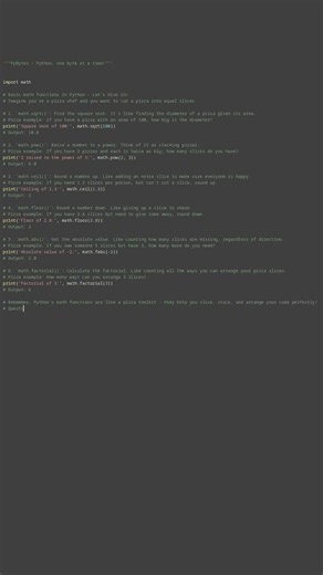 math functions basics #python #showcase