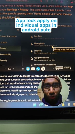 App lock apply on individual apps in android auto #android #google #cars