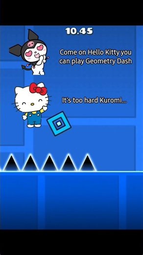 Hello Kitty & Kuromi are playing Geometry Dash together #geometrydash #funny