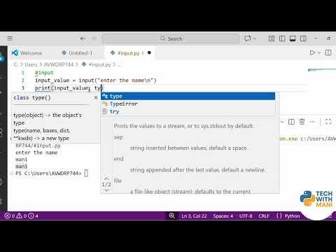 Python Input and Output Explained | input() print() Type Conversion | Beginners