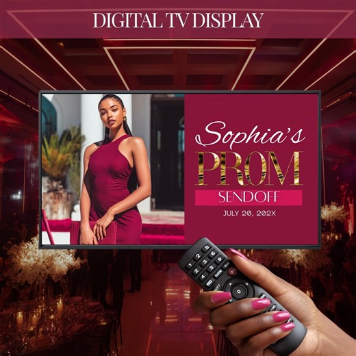 Prom Send off Screen, Frame TV Prom Screensaver, Maroon Gold TV Display, Prom Night Digital Download, Editable Template - Etsy