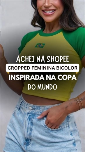 Achadinhos da Vicky on Instagram: "📩 Quer o link? Comenta "BRASIL" aqui embaixo que eu te mando! 💚💛 Essa blusa cropped feminina bicolor inspirada na Copa do Mundo é perfeita pra montar looks estilosos e cheios de personalidade, modelo moderno no estilo blogueira que valoriza o corpo, combina com jeans, shorts ou saia, ideal pra jogos, eventos, festas temáticas ou até pro dia a dia, tecido confortável e visual marcante pra quem ama moda e tendências, um achadinho que não pode faltar no seu gua