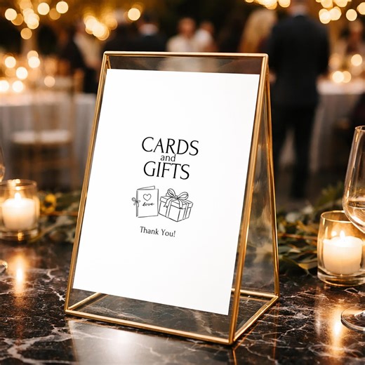 Hand Drawn Wedding Cards & Gifts Sign Canva Template | Luxery Minimalist Gift Table Sign | Editable DIY Wedding Reception Sign (bd004) - Etsy