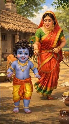 Yashoda Maiya pagdi Bhagwan Krishna ko #funny #story #shorts #shortvideo #comedy #krishna #love