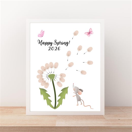 Spring Fingerprint Template for Kids | Printable PDF | Spring Craft Activity - Etsy