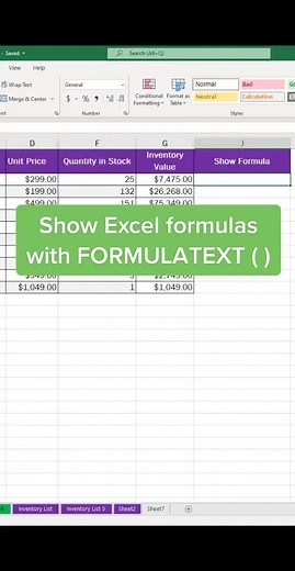 Cool trick to show #Excel formulas #excelpro #learnexcel #spreadsheet #exceltips #smallbusinesstips_ #finance #officetips #techtips #msexcel
