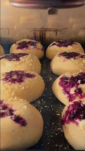 Delicious blueberry buns in the oven #sourdough #bread