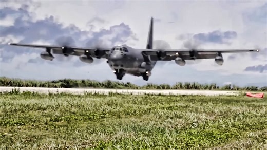 MC-130J Commando II landing/takeoff on remote island runway