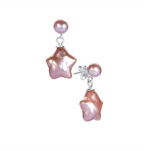 Baroque Freshwater Cultured & Kaori Freshwater Cultured Pearl Earrings in Sterling Silver