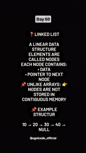 Day 66 — DSA BasicsA Linked List is a linear data structure whereelements are connected using point.