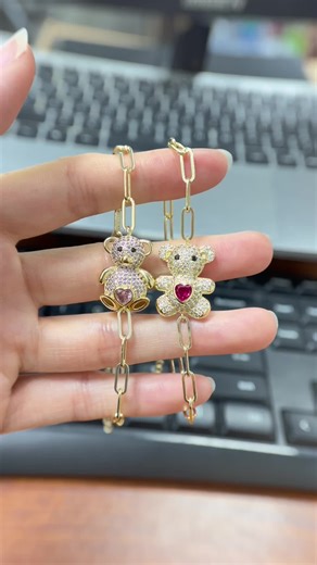 Obsessed with how these turned out 😍✨ 14K Oro Laminado bear bracelet covered in colorful CZ stones — they literally sparkle in every light 🌈🐻 perfect for stacking or a cute gift idea Been looking for a supplier that actually gets it — reasonable MOQs, no crazy bulk requirements, and they do custom orders if you wanna switch up colors or create your own design 💫 My shop inventory just got a whole cuter 🛍️💖 If you're into jewelry or run a small boutique, DM me for supplier info! #jewelryhaul