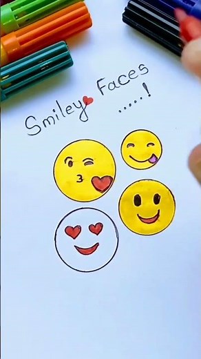 how to draw smiley faces 😘😋😃😍easy and simple emoji drawing #smiley faces_Beautiful emoji_#