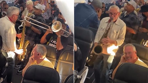 Rippingtons band does a live performance on a delayed flight.