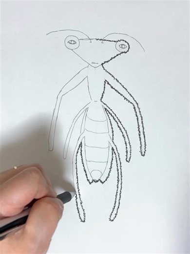 Line Art of a Praying mantis Ink Creature Series No.26 Still creatures drawn with trembling lines. #artreels #lineart #minimalart #inkdrawing