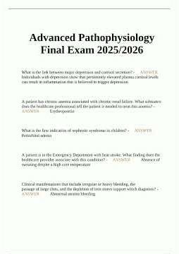Advanced Pathophysiology Final Exam 2025/2026