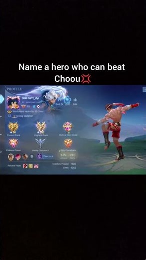Name a hero who can beat Chou #chouedit #mlbb # mobilelegend #epicplayer😆