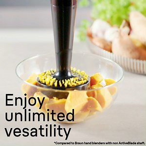 1.4K views | The new Braun MultiQuick 9 hand blender brings you unlimited versatility! With the world’s largest attachment system, blend, chop, slice, grate, knead, whisk, grind, dice and mash with just one motor. Plus, the ActiveBlade technology helps you tackle even the hardest ingredients. Find out more at https://bit.ly/MultiQuick_9 #braunhousehold #braun #multiquick9 #handblender | Braun Household Singapore | Facebook
