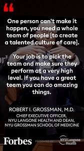 Robert I. Grossman, M.D., Chief Executive Officer, NYU Langone Health and Dean, NYU Grossman School of Medicine, took the stage at the Forbes Healthcare Summit to discuss the future of care delivery and the shift from fee-for-service medicine to value-based care. Presented by @NYULangone | Forbes