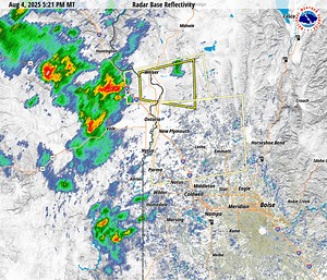 33K views · 148 reactions | ⛈8/4/2025 6:02pm MDT Radar Update⛈ Thunderstorms have entered the Treasure Valley, with the thunderstorm over the Weiser/Payette area being severe warned for 1" hail and 60 mph winds. There is also a Special Weather Statement out for winds to 50 mph with the southern cells. | US National Weather Service Boise Idaho | Facebook