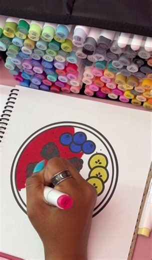 Watch me color a smoothie bowl in 34 seconds! #adultcoloring #ohuhumarkers #coloring