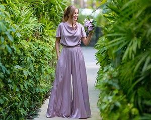 Taupe Silk Jumpsuit, Silk Jumpsuit, Bridesmaid Jumpsuit, Wedding Guest Jumpsuit, Evening Jumpsuit, Bridesmaid Dress, Cocktail Dress - Etsy