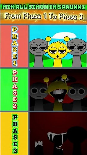 All Simon In Sprunki Incredibox | From Phase 1 to Phase 3 . Phase 1 Vs Phase 2 Vs Phase 3