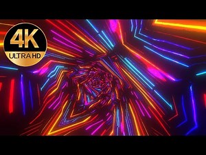 10 Hour 4k Fast moving screensaver metallic Blue Pink yellow Neon Tunnel Abstract background video