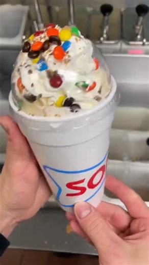 Sonic on Instagram: "Reese’s m&m blast with whipped cream #papasfreezeria #icecream #sonicdrivein #foryoupage #fyp"