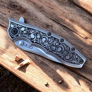 Zero Tolerance Hinderer 0562ti - Hand Drawn, Laser Engraved Scrollwork - Etsy