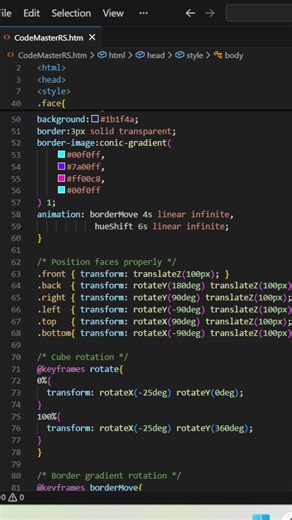 😱 RGB 3D Cube 🔥 Using HTML and CSS #coding #htmlcss #shorts #viral #short #youtube #shortvideo #yt