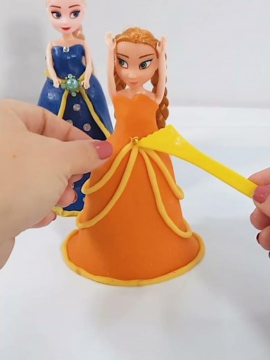 DIY Making Play Doh Dresses for Disney Fairies Dolls #Shorts 27