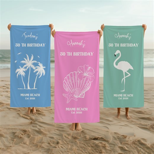Personalized Birthday Beach Towel, Custom Name Pool Vacation Towel - Etsy
