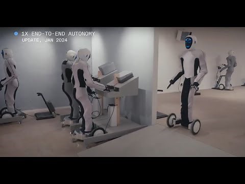 1X Tech. Eve Humanoid Robots Working Autonomously. All Neural Networks. 1X Speed