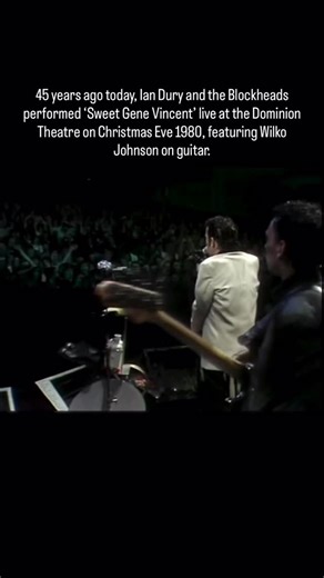 Here we are in 1980 with a performance of ‘Sweet Gene Vincent’ from Ian Dury and the Blockheads featuring Wilko Johnson. The full performance was broadcast live for The Old Grey Whistle Test from the Dominion Theatre exactly 45 years ago today! Merry Christmas to all you Blockheads! #iandury #theblockheads #sweetgenevincent #genevincent #christmas #christmaseve #rocknroll | Ian Dury (and the Blockheads)