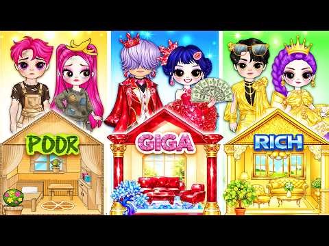 Poor vs Rich vs Giga Rich Couple Fashion Contest — Huntrix & Saja Boys, Who Wins? | DIY Paper Dolls