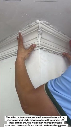 Seamless Crown Molding LED Strip Installation: Modern Ceiling Lighting Hack #shorts