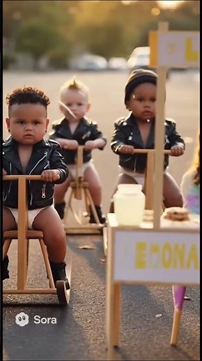 Baby bikers vs. a lemonade stand. Who wins?