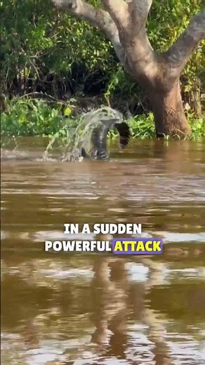 Jaguar vs Caiman: Wild River Attack! #Shorts