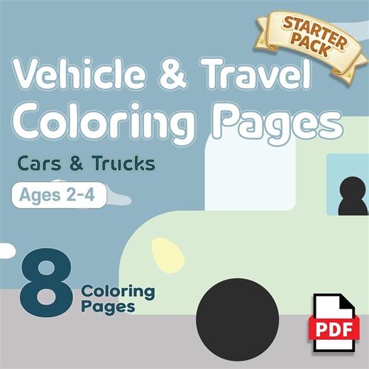 Vehicle Coloring Pages for Toddlers | Cars, Trucks, Travel Activity (PDF Download) - Etsy
